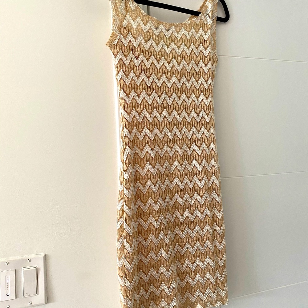 Gold and white mini party dress